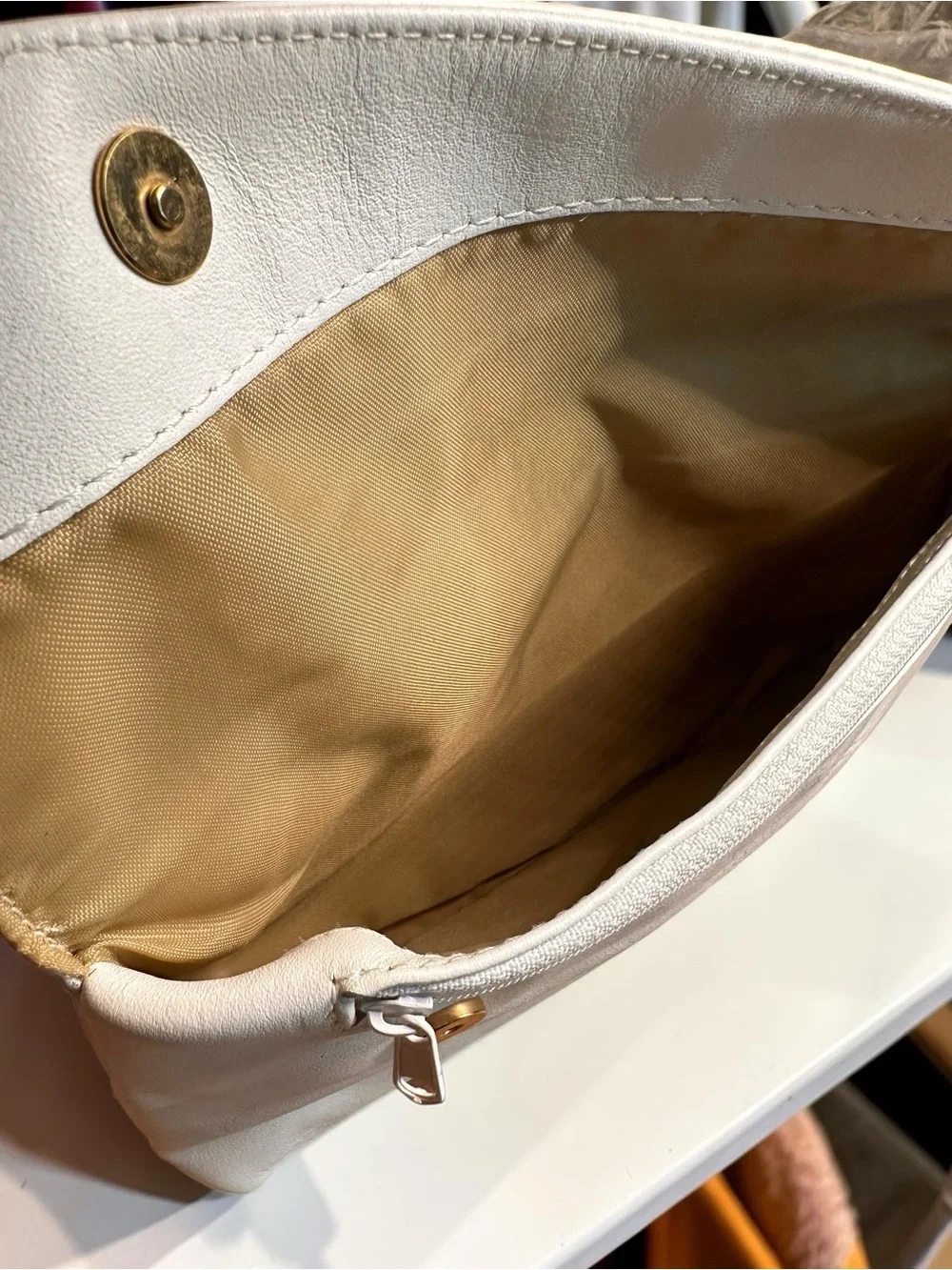 White Envelope Style Vegan Leather Clutch with Smooth Finish